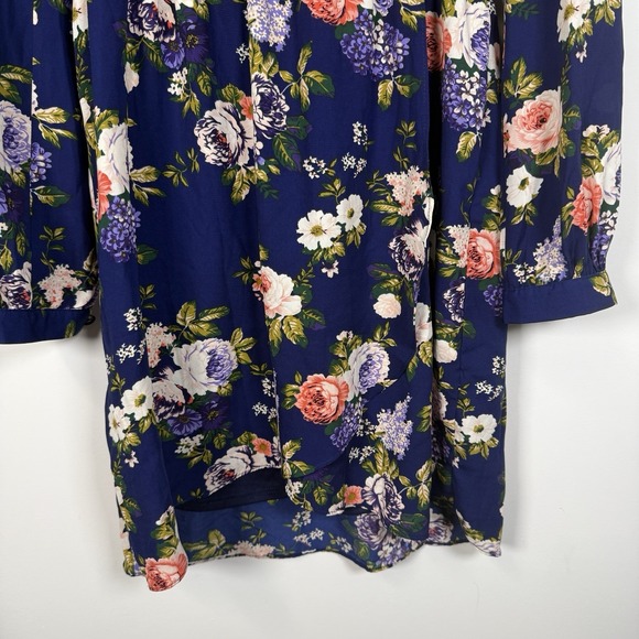 Women's Lulus Floral Long Sleeve Dress Navy Blue Medium Spring Summer - Picture 2 of 4
